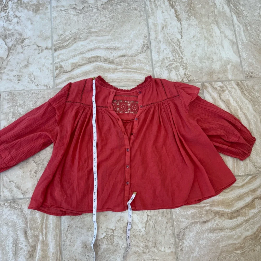 Free People Pink Puff Sleeve Ruffled‎ Blouse - Picture 10 of 12